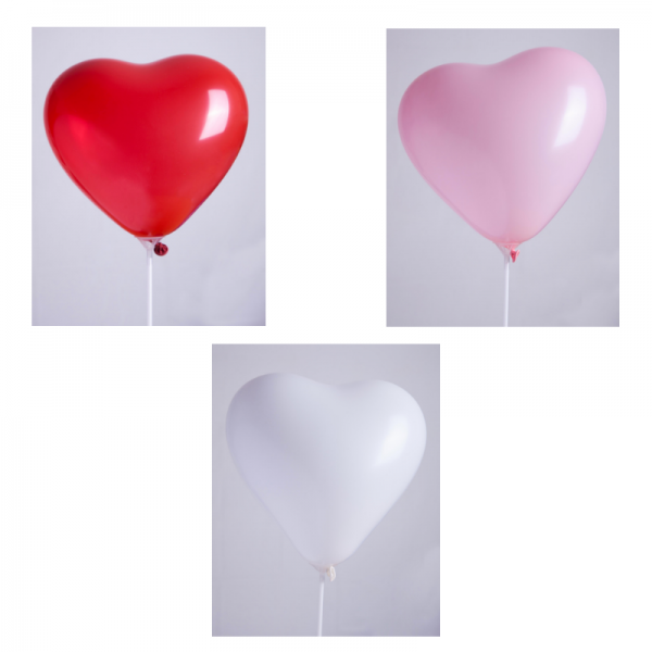 Ballon 12'' - Coeurs Assortis Rouge / Blanc / Pourpre - Sachet de 100